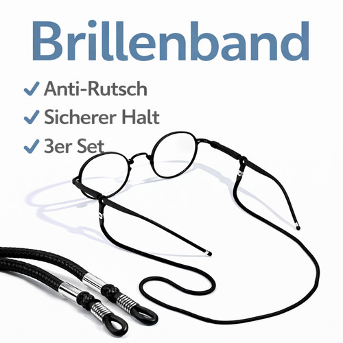 Brillenband schwarz - 3x,